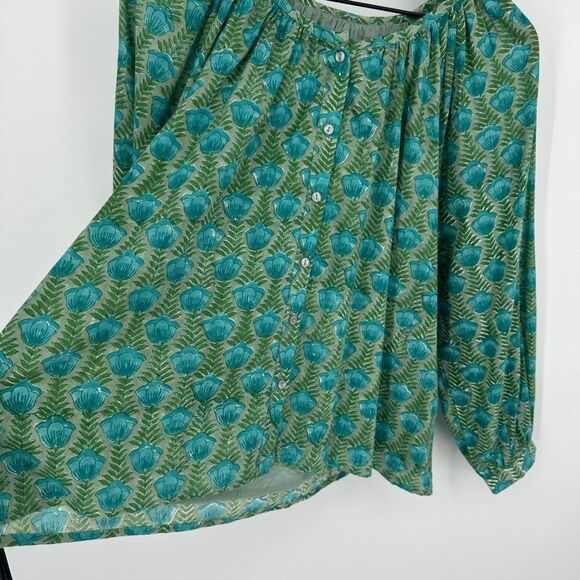 Emerson Fry india collection top womens medium green blue frances frida blouse - Picture 4 of 10